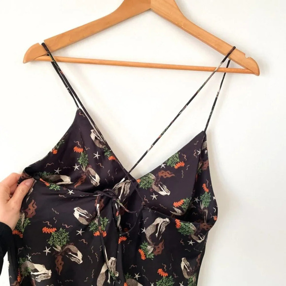 Zara Mermaid Black Satin  Effect Tie Back Mini Slip Dress Size Small - Picture 7 of 9